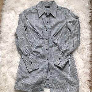 New York & Co Black/White Button Down Tunic Shirt